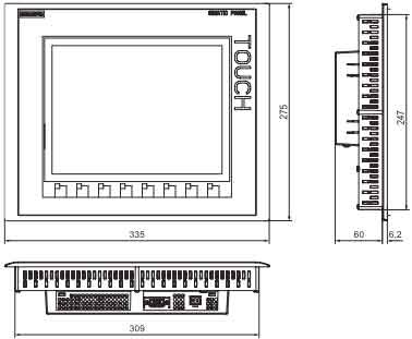 SIEMENS+6AV6 647-0AE11-3AX0型精简面板+安装方式1